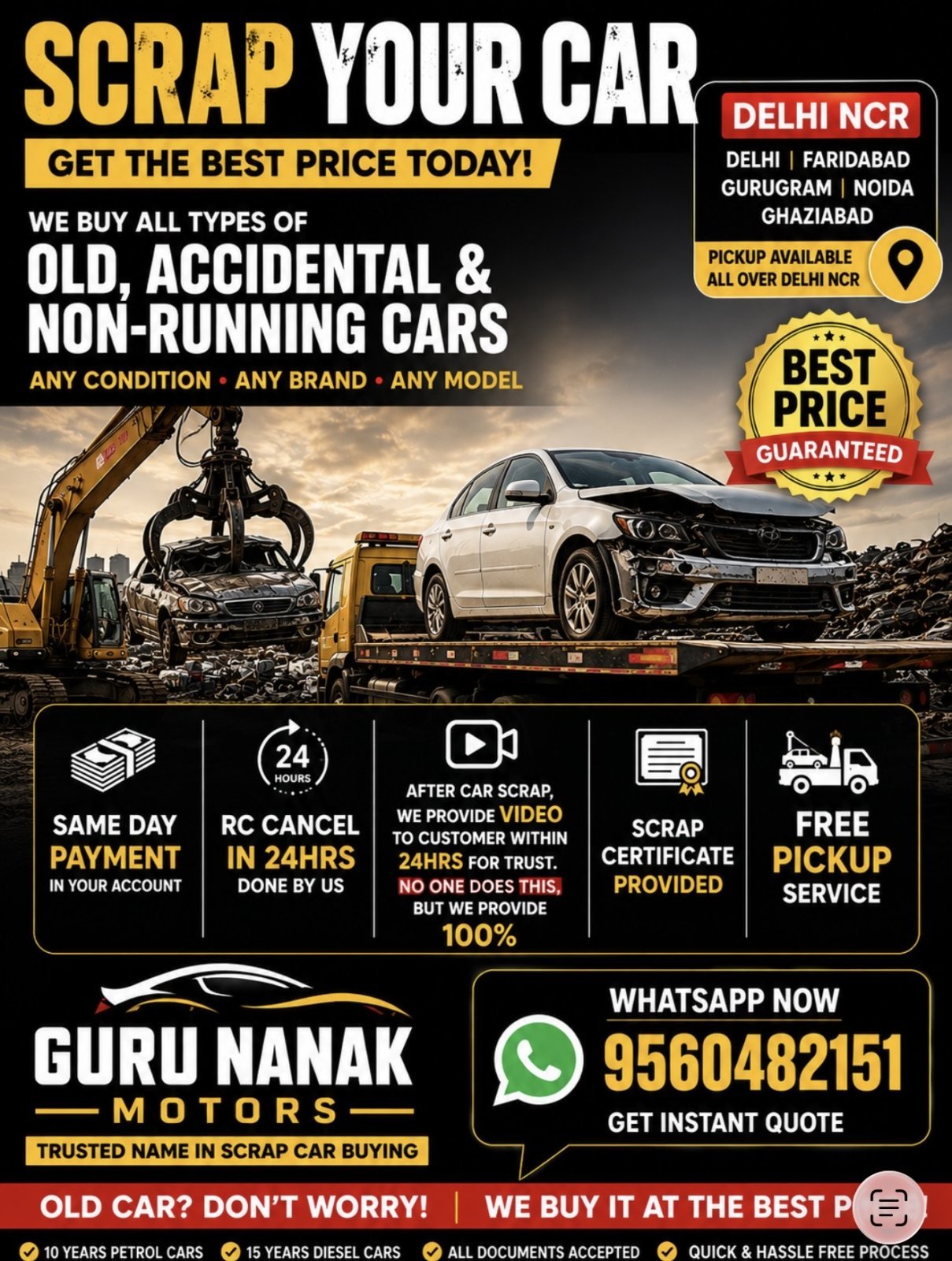 We buy:  Accidental Cars  Non-Running Cars Old / Scrap Cars